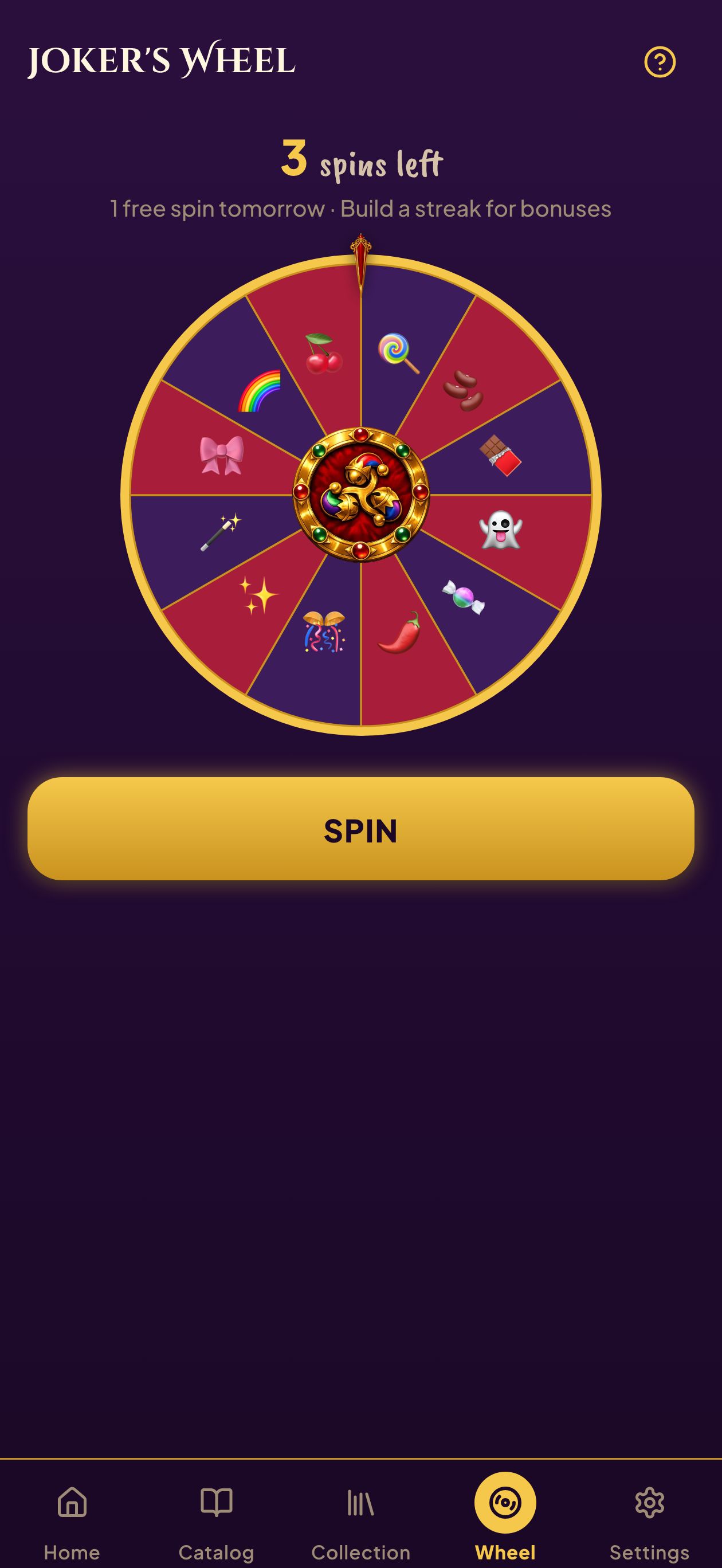 Joker's Wheel — daily spin